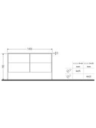 ����� ��� 2 �������� Duravit XSquare 1400�538�548 ���������, 4 �����, ����� ������ XS4926B2222