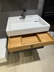 Уценка! Комплект мебели Jacob Delafon TERRACE: зеркало с подсветкой, тумба с раковиной, черный лак