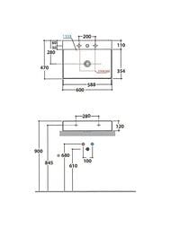 Раковина Globo T-EDGE (600х470х120) подвесная/накладная, с отверстием, белая B6R65BI