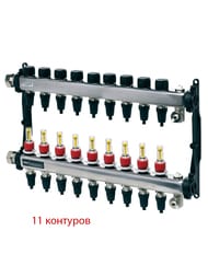 TECE Коллектор стальной для теплого пола 1'' и 3/4'' (евроконус), 11 контуров 77310011