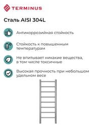 Полотенцесушитель TERMINUS Аврора П8 (ШВ 300х850) электро quick touch, нерж.сталь 4670078541833 — изображение 5