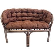 Диван Багама (1200х650х750) 2-х местный, подушки коричневые, полные твил, ротанг, орех матовый