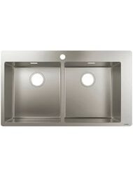 Мойка из нержавеющей стали Hansgrohe S71 43303800 (865х500) врезная, отвер.под смес., сталь — миниатюра 1