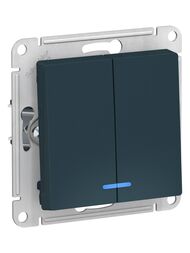 Выключатель Systeme Electric ATLASDESIGN 2-клавишный с подсвет. схема 5а 10АХ изумруд  ATN000853