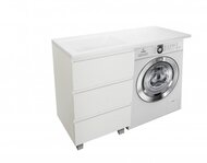 Тумба с раковиной Estet Dallas Luxe 1400х482 напольная, 3 ящика, левосторонняя, белый ФР-00002922