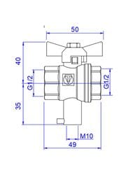 Кран шар.VALTEC СТАНДАРТ для подкл..датчика температуры 1/2"ВН-ВН PN40 рукоятка бабочкаVT.128.GN.04 — изображение 10