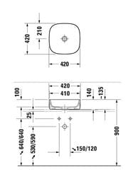 Умывальник накладной Duravit Zencha 420х420мм, без перелива 2373420079