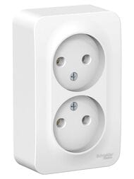 Розетка Systeme Electric BLANCA наружная двойная без заземления 16А 250В белый BLNRA000201