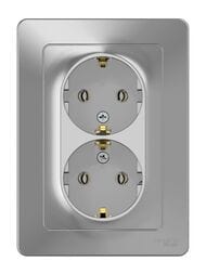 Розетка Systeme Electric BLANCA скрыт.уст.  двойная с заземл. без шторок 16А 250В алюм. BLNRS001023
