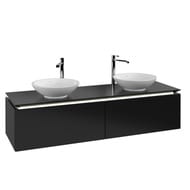 Тумба под 2 умывальника Villeroy & Boch LEGATO (1600х380х500) подвес., 2 ящ., черн.матов B599L0PD