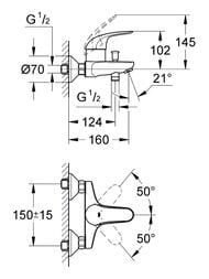 ��������� Grohe EuroEco 32743000 ��� �����/����, ���������, ������������� �����