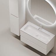 Тумба под раковину SANCOS Folk (995х445х500) подвесная, 2 ящика, рельефная, Bianco FL100W