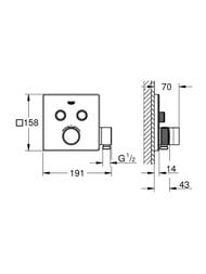Смеситель Grohe Grohtherm SmartControl 29125000 термостат, 2 выхода, внешняя ч, держатель, хром — изображение 3