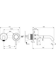 Смеситель для раковины Ideal Standard CERALINE NUOVO встраиваемый, однозахватный, черный BD764XG