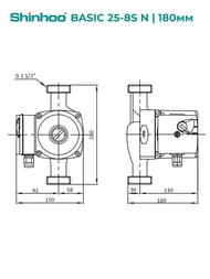 ����� �������������� SHINHOO BASIC 25-8S N 180 1x230V, 1.1/2", ��� ����, 71212006