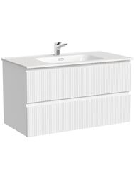 Тумба под раковину SANCOS Snob T (890х445х500) подвесная, два ящика, Bianco SNT90W