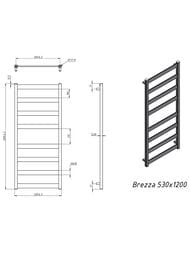 GROTA BREZZA Полотенцесушитель "Лесенка" водяной 530x1200 RAL 9016, диаг/ниж.подкл. 1/2"