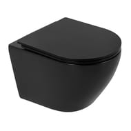 Унитаз подвесной BelBagno Colorato (365х490х370) безободковый, черный мат, BB062CHR-MB без сиденья — миниатюра 1