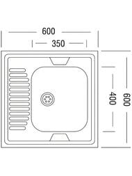 Мойка накладная Ukinox Standart 600х600 матовая нерж. сталь 0,5мм, слив 1 1/2, STD 600.600 ---5C 0R-