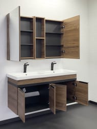 Тумба COMFORTY Дуэт-125 (1250х600х470) подвесная, с раковиной, дуб темно-коричневый 00-00017178