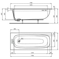 ����� ��������� Ideal Standard i life 1700�700�450 �������������, ��� �����, ����� T475901