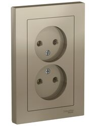 Розетка Systeme Electric ATLASDESIGN двойная без заземления 16А в сборе шампань ATN000520
