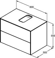 Тумба под раковину Ideal Standard CONCA (800x505x550) 2 ящика, закат, столешница с вырезом T3941Y3 — изображение 6
