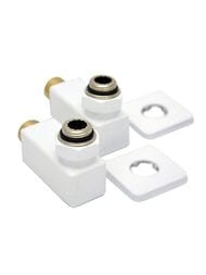 Комплект уголков квадрат с накидной гайкой 1/2"х3/4" с ниппелями белый