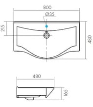 Раковина Aquaton Беверли 80 1WH302422 800x480x165 мм, перелив, отверстие под смеситель, белый фарфор