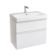 Geberit Smyle Square Тумба с раковиной 75 см, белый глянец + Зеркальный шкаф, подсветка 529.353.00.7
