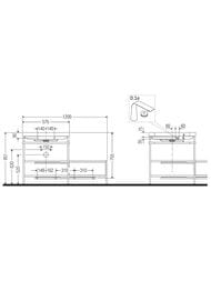 Консоль с раковиной Duravit Happy D.2 Plus 1200х850х490 2полки, ящик справа, дуб сред. HP4850O7171 — изображение 3
