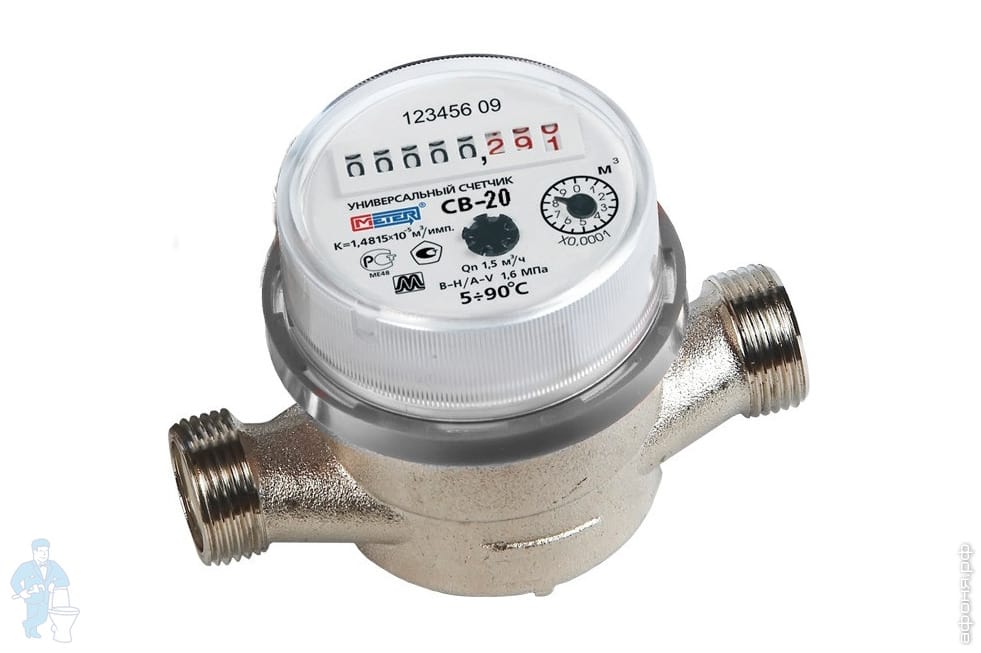 *Счётчик для холодной и горячей воды СВ-20 МЕТЕР (универсальный) | Афоня.рф