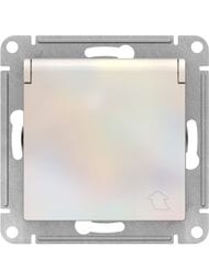 Розетка Systeme Electric ATLASDESIGN с заземлением со шторками с крышкой 16А IP20 жемчуг ATN000446