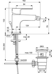 Смеситель для биде Ideal Standard CERAFINE D однозахватный, излив 124мм, высота 83мм, хром BC492AA
