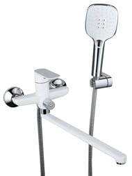 Смеситель для ванны с изливом и дивертором , GAPPO белый хром, G2248