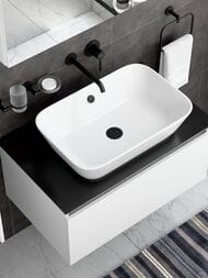 Встраиваемый смеситель для раковины VitrA Minimax Round A4354936EXP однорычажный матовый черный латунь