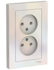 Розетка Systeme Electric ATLASDESIGN двойная без заземления 16А в сборе жемчуг ATN000420