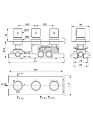 Смеситель для душа Ideal Standard CERATHERM Т100 A7664AA встраиваемый, термостат, на 3 выхода, хром — изображение 2