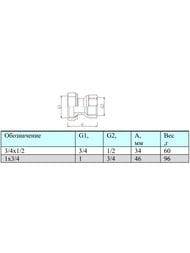 Муфта VALTEC 1"х3/4" ВВ с накидной гайкой, VTr.614.N.0605