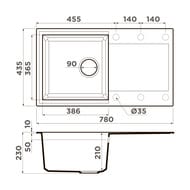 Мойка Omoikiri SAKAIME 78-SA (780х435х230) врезная, тетогранит, бежевая 4993113
