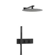 Душевая система WasserKRAFT A16160 Thermo с термостатом, верхний душ A162, черный Soft-touch