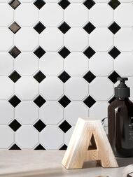 Мозаика керамическая Starmosaic Octagon small White/Black Matt 295х295х6 белая+черная IDLA2575 (шт.) — миниатюра 2
