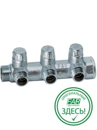Коллектор запорный FAR 1"ВН на 3 отвода 3/4"EU c вставкой под уплотнение FK 3870 134UN