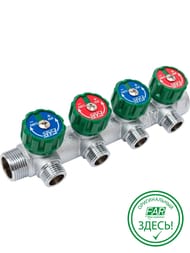 Коллектор регулируемый FAR 3/4"ВН на 4 отвода 1/2"Н, соед.eurokonus, FK 3824 3412 — миниатюра 1