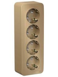 Розетка Systeme Electric BLANCA четырехпостовая, с заземл., со шторками, 16А, 250В титан BLNRA011414