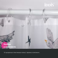 Штора для ванной комнаты IDDIS Base 200х180 см, с кольцами, полиэстер, белый BP04P18i11 — миниатюра 5