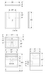 Geberit Renova Тумба с раковиной 60 см, лава матовая +Зеркало Option Basic с подсветкой 529.915.JK.6