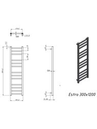 GROTA ESTRO Полотенцесушитель "Лесенка" электр. 300x1200 нержавеющая сталь