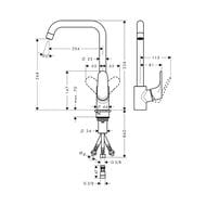 Смеситель Hansgrohe Focus M41 для кухни 260мм поворотный излив,для водонагр. открытого типа 31822000