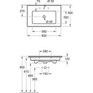 Раковина Villeroy & Boch VENTICELLO 4104 8L 01 (800х500) с отверстием, перелив, альп.белый